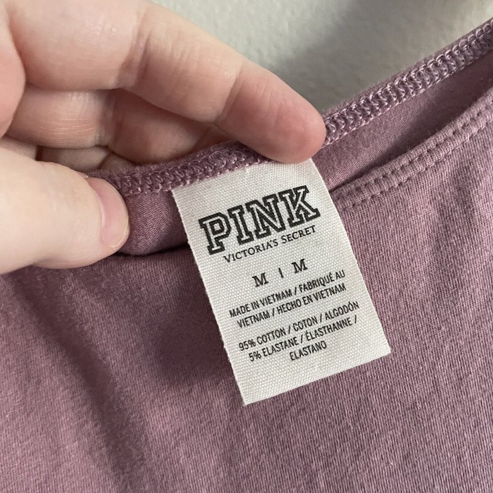 PINK Victorias Secret Women M Mauve Logo High Neck Sleeveless Tank Bodysuit - Picture 6 of 8